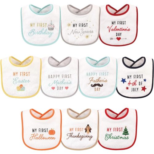 Hudson Baby Unisex Baby Cotton Terry Drooler Bibs With Fiber Filling