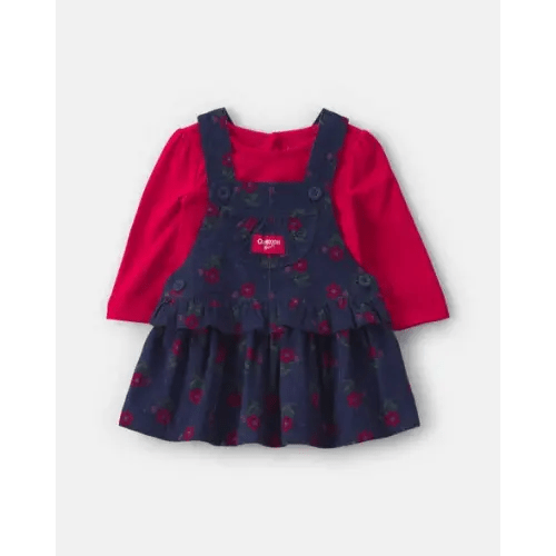 Baby Girl 2-Piece Floral Corduroy Long-Sleeve Dress Set - Navy Blue - OshKosh B'gosh | Carter's