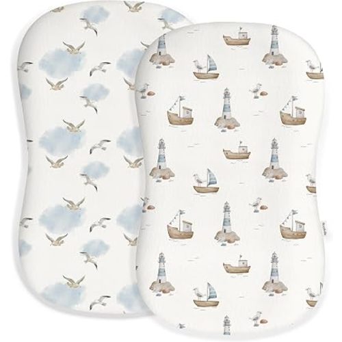 Baby Lounger Cover 2 Pack, Infant Lounger Cover, Sailing Waves