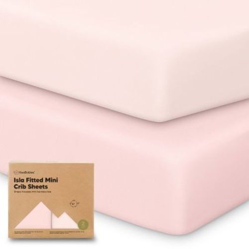 KeaBabies 2-Pack Isla Mini Crib Sheets, Pack and Play Sheets Fitted, Pack N Play Sheets, 38x26 Fitted Crib Sheet (Mist Rose)