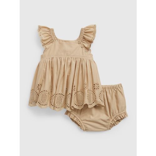 Baby Eyelet Outfit Set in new sand beige, size: 0-3 M