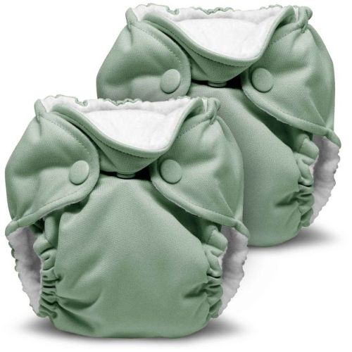 Kanga Care Lil Joey Newborn All in One AIO Cloth Diaper (2pk) Willow Green 4-12 lbs
