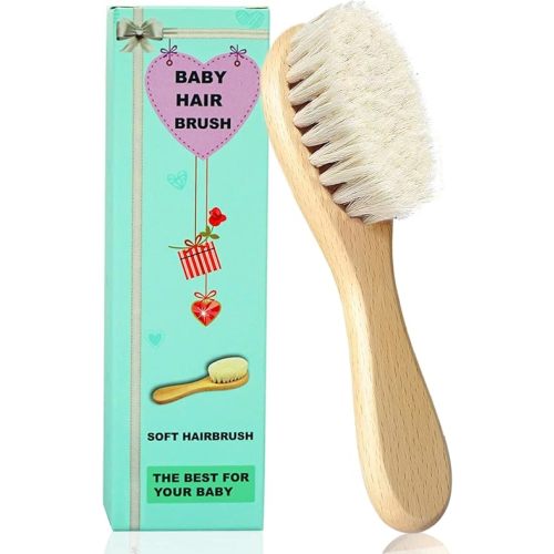 Wooden Baby Hair Brush for Newborns & Toddlers,Natural Soft Goat Bristles Hair Brush,Toddler Hair Brush,Ideal for Cradle Cap, Perfect Baby Registry Gift