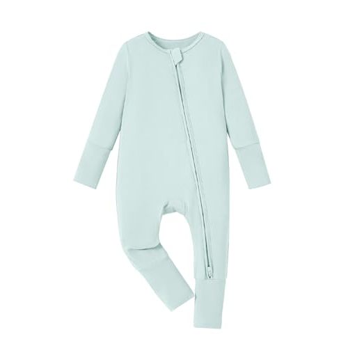 PATPAT Baby Pajama with Bamboo Viscose, Footie Jumpsuit Romper with 2-Way Zipper for Baby Boy Girl Toddler Sleeper Sleepwear