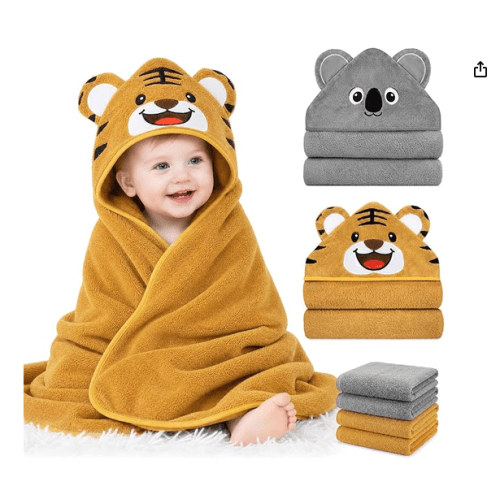9 PCS Baby Bath Towels Set for Newborn Toddler Gifts (Yellow)