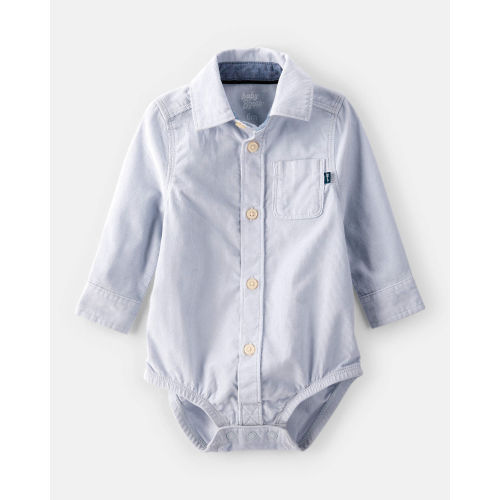 Baby Boy Corduroy Long-Sleeve Button-Down Bodysuit - Blue - OshKosh B'gosh | Carter's