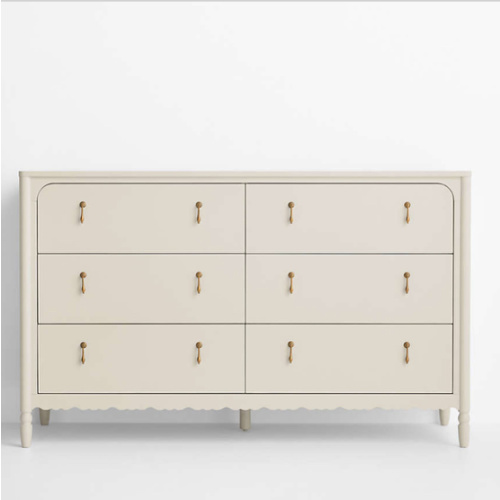 Beatrix 55" Linen Wood Wide 6-Drawer Kids Dresser