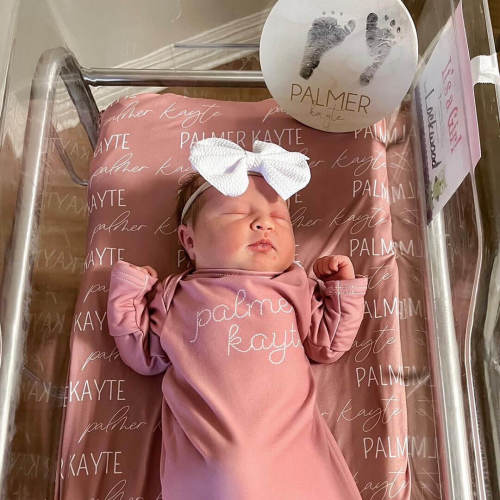 Personalized Stitched Newborn Baby Knot Gown | Perfect Pinks