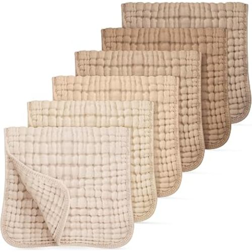Looxii Muslin Baby Burp Cloths, Absorbent Brup Rags 6 Pack Set for Baby