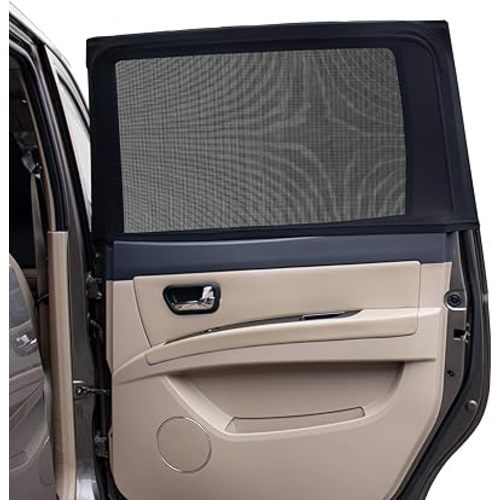 PEYOU Car Window Shades for Baby 2 Pack, Stretchable & Breathable Spandex Rear Side Car Sun Shade for Camping, Blocks Uv Rays & Sun Glare for Kids/Adults/Pets - 44.9"X19.7" Fits 99% Cars