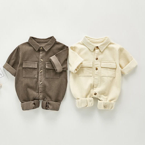Baby Boys Corduroy Double Pocket Romper