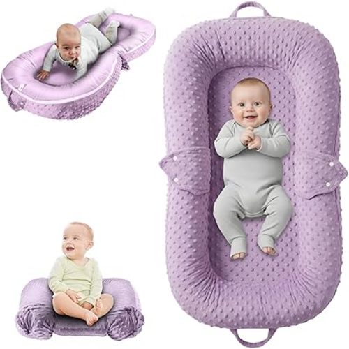 Baby Lounger Pillow : 2-in-1 Infant Lounger for Newborn 0-48 Months, Portable Tummy Time Mat for Home and Travel, Breathable & Soft Baby Seat for Baby, Babies Essentials Gifts