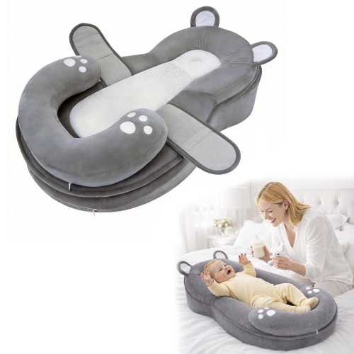Baby Feeding Wedge Pillow, Anti-Reflux Nursing Cushion, Infant Bottle Feeding Support, Tummy Time Lounger, Baby Pillow with Removable Cover