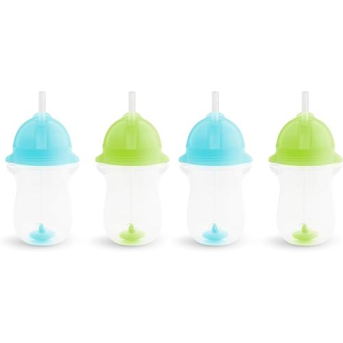 Munchkin Straw Cups, 10 Ounce, Weighted, Click Lock Lid | 4 Pack | Blue/Green | Toddler | Any Angle