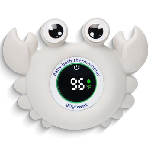 Baby Bath Thermometer Crab Toy - Digital Floating Water Thermometer with LED Display & Color Alerts for Infants, Cute Bath Tub Sensor & Safe Bath Time Essential Toy