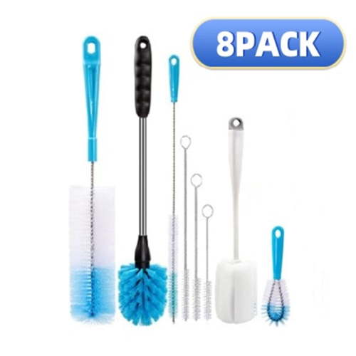 Bottle Brush Tube Cleaning Set,Long Handle Bottle Cleaner for Washing Narrow Neck Beer Bottles Wine Decanter,8 Pack White