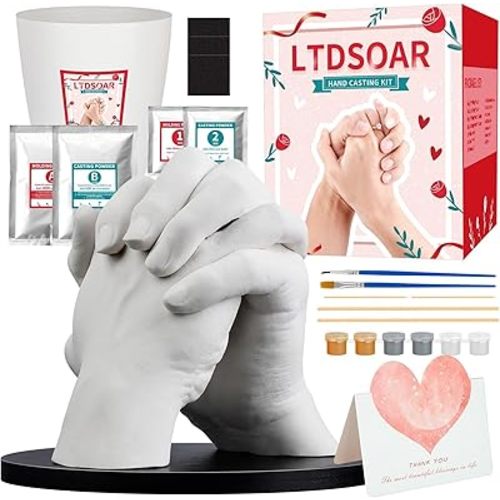 LTDSOAR Hand Casting Kit, Couples with Practice Kit, Hand Mold Kit for Adults & Kids, Romantic Anniversary Wedding Birthday for Her or Him,Boyfriend Girlfriend Unique Christmas Stocking Stuffers Gift