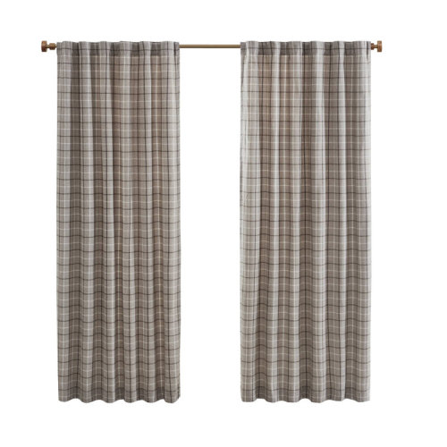 Madison Park Anaheim Woven Plaid Room Darkening Thermal Fleece Lined Single Curtain Panel & Reviews | Wayfair