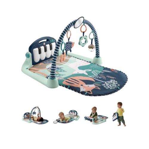 Fisher-Price Baby Playmat Kick & Play Piano Gym with Musical and Sensory Toys for Newborn to Toddler, Navy Fawn