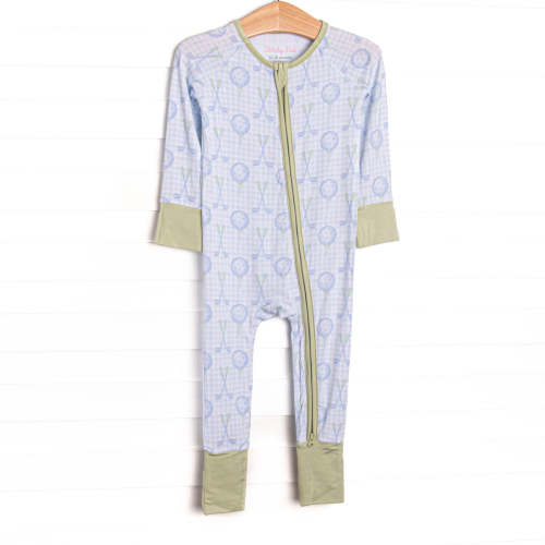 Golfing in Gingham Bamboo Zippy Pajama, Blue – Stitchy Fish