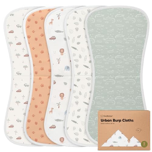 Organic Burp Cloths Baby Boy & Girl, 5-pack Cotton Burp Rags (Wilderness) | Super Absorbent Cotton Burping Cloths for Babies, Soft, Plush, Newborn, Infant Towels, Milk Spit Up Rags, Large 21x10