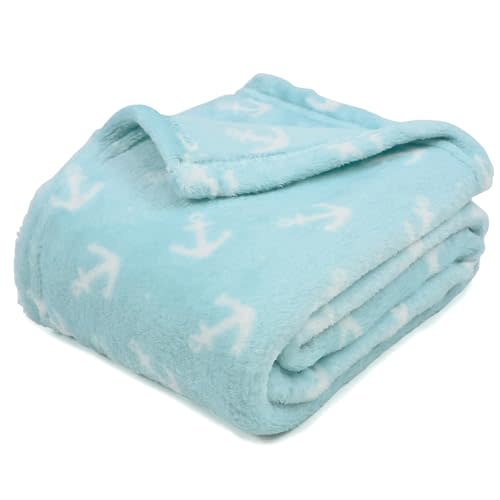Baby Blanket for Boys and Girls, Ultra Soft Cozy Fluffy Nautical Anchor Toddler Flannel Blanket,Perfect for Bedding Crib Stroller (30x40 Inches)