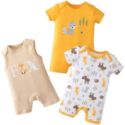 Baby Boy Rompers Short Sleeve Cotton Toddler Rompers Graphic Print Baby Clothes One-Piece Outfit
