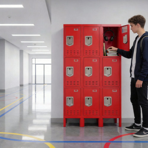 Luoyang Xingman Furniture Co., Ltd. 3-Door Steel Storage Locker with Mirror & Hooks - Classic-Style Cabinet for Multiple Users in Office, School & Gym (Black, Red, Gray, Blue) & Reviews | Wayfair