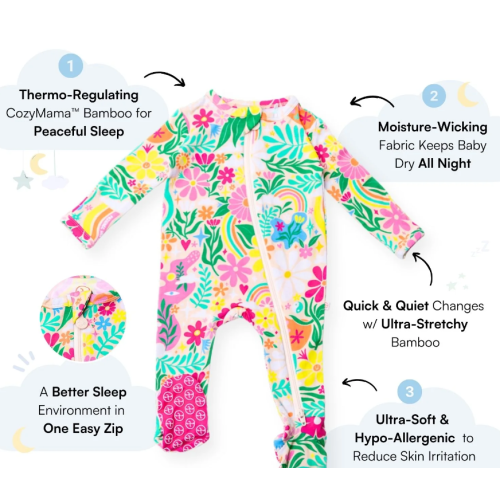 The Second-Skin Footie | Rainbow Daisy Babe | "Patience & Kindness" | Raising Mama