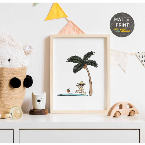 Surf Baby Art Print | Coastal Nursery Decor, Shaka Baby