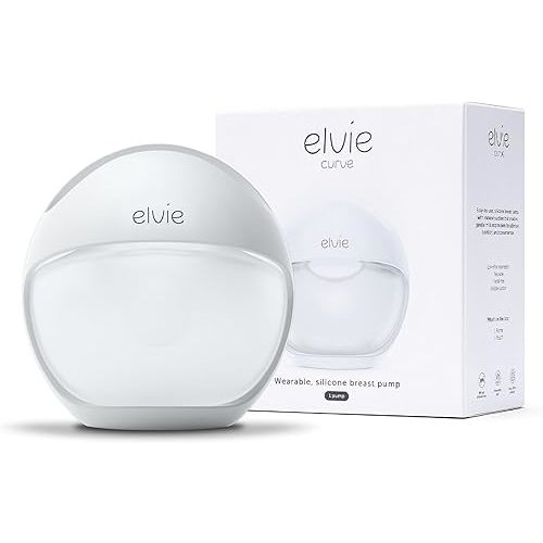 Elvie Curve - Manual Wearable Breast Pump - Hands-Free, Kick-Proof, Portable Silicone Pump that Can Be Worn in-Bra for Gentle, Natural Milk Expression - Breast Feeding Essentials