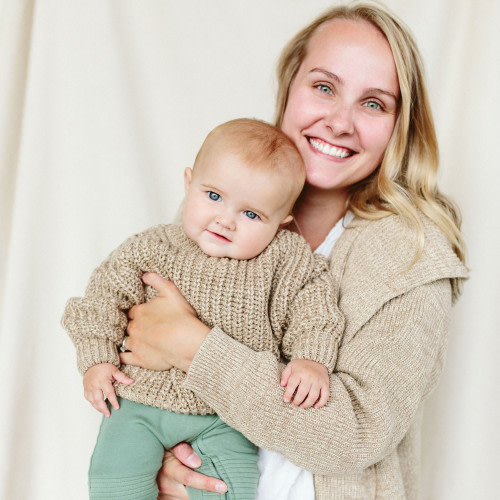 Goumi Kids Mountain Collection Organic Cotton Knit Box Sweater - Pecan, 6-12m