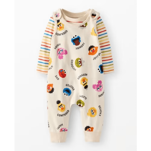 Baby Sesame Street T-Shirt & French Terry Overalls Set 0-3 MOS