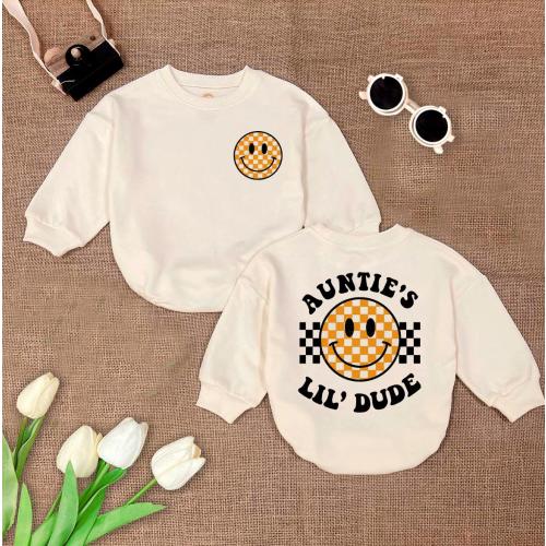 Auntie's Little Dude Baby Romper Sweatshirt: Newborn Gift