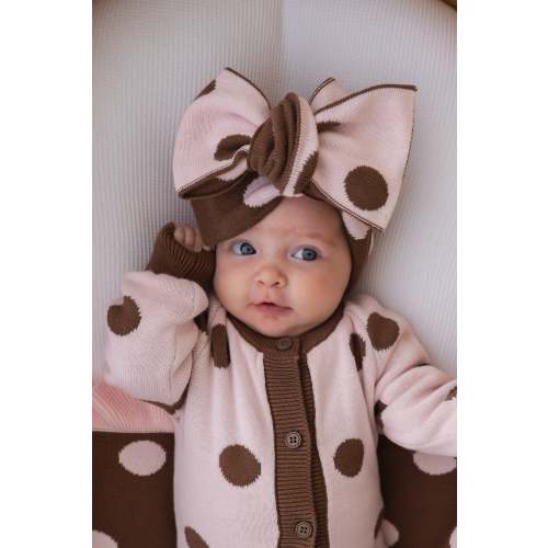 Knitted Oversized Topknot | Choc Pink Polka *AUGUST PRE-ORDER* – Little and Fern