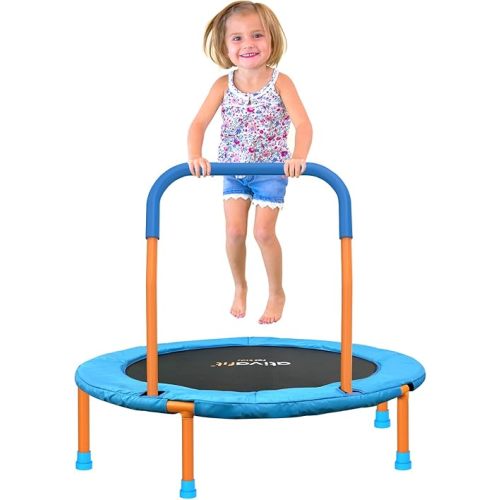 Ativafit 36/60inch Toddler Trampoline for Kids Ages 1-8 Indoor Outdoor Folding Rebounder Trampoline with Foam Handle Safety Padded Cover Fun for Kids