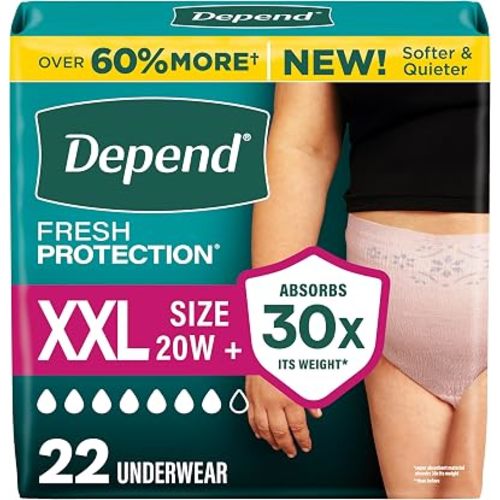 Depend Fresh Protection Adult Diapers for Women, XXL, 22 Count
