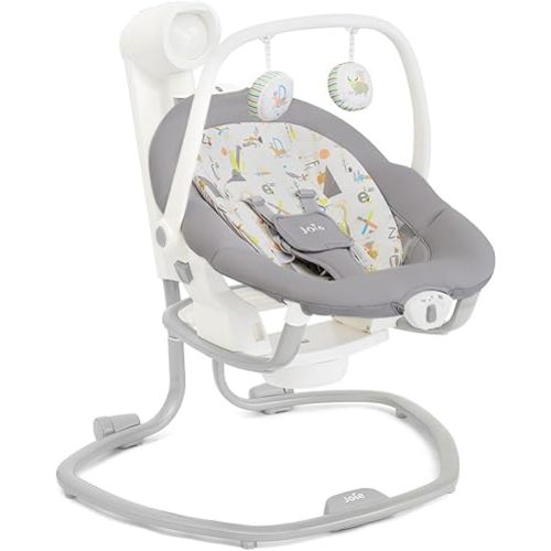 Joie Miso 2-in-1 Baby Swing & Rocker– Dual Motion Swing & Portable Rocker with 6 Speed Settings, Soothing Vibration, and 3 Recline Positions – Softglow Dimmable Light (Nature's Alphabet)