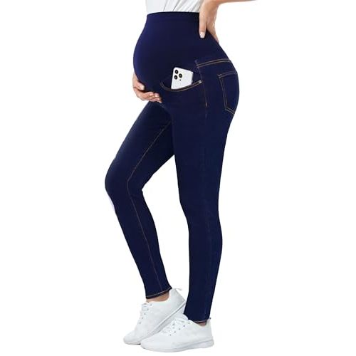 PACBREEZE Women's Maternity Jeans Over Belly Skinny Stretchy Denim Pants Comfy Slim Pregnancy Pants