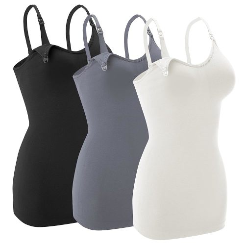 Nursing Tank Tops for Breastfeeding - Pregnancy Must Haves Maternity Camisoles with Built in Bra