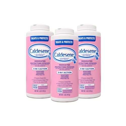 Caldesene Medicated Protecting Powder with Zinc Oxide & Cornstarch-Talc Free, 5 Ounce (3 Pack)