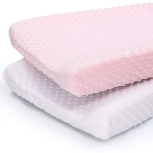 The Peanutshell Baby Girl Changing Pad Covers Set of 2 - Ultra Soft Baby Cover – Fits Standard Changing Table Pads, Durable, Machine Washable Sheets - Pink & White Minky