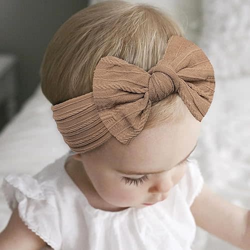 CÉLLOT 10 Colors Super Stretchy Soft Knot Baby Girl Headbands with Hair Bows Nylon Head Wrap For Newborn Baby Girls Infants Toddlers Kids