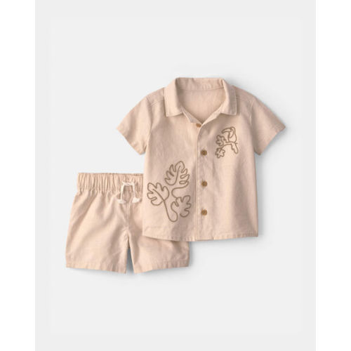 Baby Boy 2-Piece Toucan Embroidered Top & Short Set - Khaki | Carter's