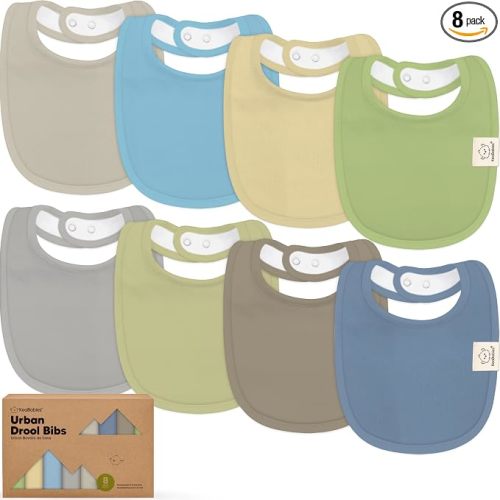 KeaBabies 8-Pack Organic Baby Bibs for Drooling and Teething (Icelandic) | Soft Cotton Bibs for Baby Girl, Boy, Extra Absorbent, Easy to Clean & Put On, Toddler, Newborn, Infant 0-24 Months
