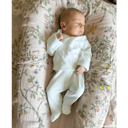White Pointelle Cross Tee and Pant Set