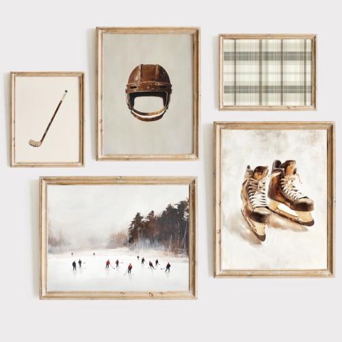 Hockey Wall Art Set of 5 Hockey Art Hockey Nursery Vintage Hockey Art Hockey Prints Baby Hockey Wall Art Ice Hockey Wall Art Hockey Pictures