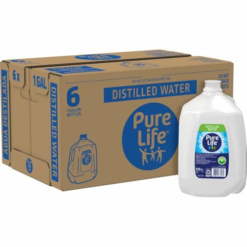 Pure Life Distilled Bottled Water - 1-Gallon Jug - 1 Gallon, 6 Pack | Side Handle - Still Drinking Water Enhanced with Minerals for a Crisp Taste