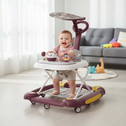 JUANYU Baby Walker,3-in-1 Multi-Functional Folding Walker with 3 Height Adjustable Settings,for Toddlers 6-18 months,Red