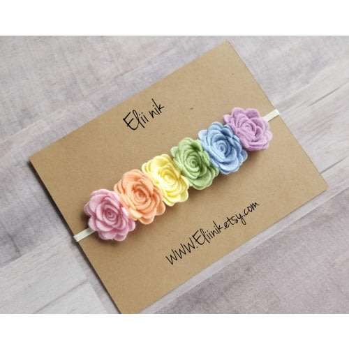 Rainbow Baby Headband, Pastel rainbow, Flower Headband, baby gift, Baby Rainbow Flower, Rainbow Baby, Newborn Headband, rainbow baby outfit